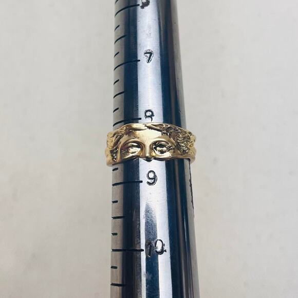 Y2K Vintage Gold Greek Face Ring – Adjustable Size, Unisex, Brand New - Picture 6 of 7